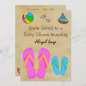 Flip Flop Baby Shower Invitations pour garçons (Devant / Derrière)