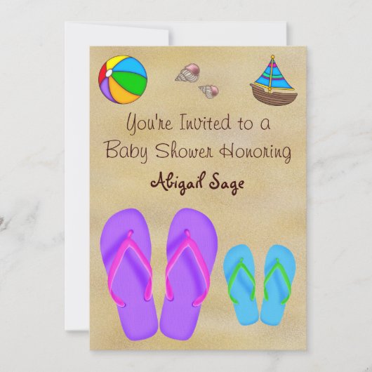 Flip Flop Baby Shower Invitations pour garçons (Devant)