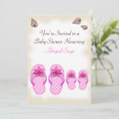 Flip Flop Baby Shower Invitations pour les filles (Debout devant)