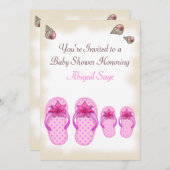 Flip Flop Baby Shower Invitations pour les filles (Devant / Derrière)