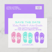 Flip Flop Beach Wedding Sla de datum op Aankondigingskaart (Voorkant / Achterkant)