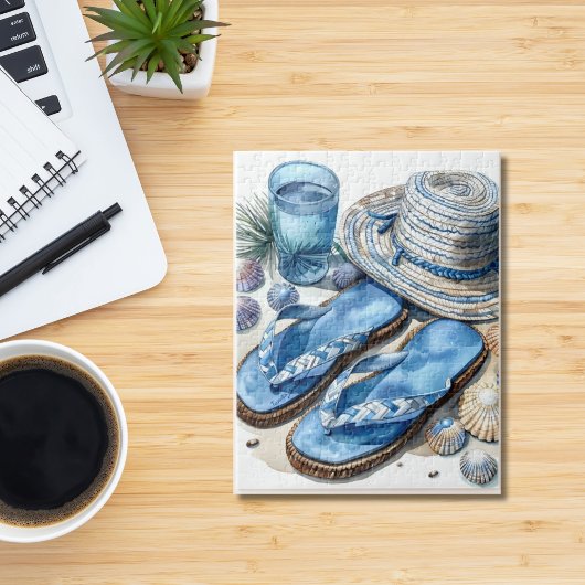 Flip Flop de plage côtière et Puzzle Casquette