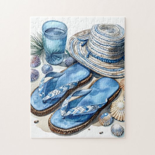Flip Flop de plage côtière et Puzzle Casquette (Vertical)