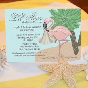 Flip Flop en Flamingo Baby shower Kaart