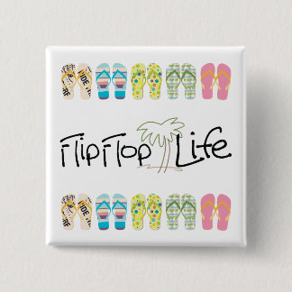 Flip Flop Life Vierkante Button 5,1 Cm