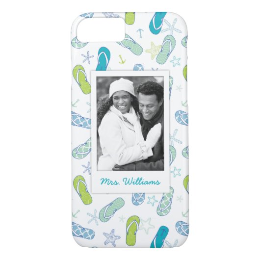 Flip Flop Pattern | Uw foto en naam Case-Mate iPhone Case (Achterkant)