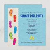 Flip Flop Pool Party Invitation Kaart (Voorkant / Achterkant)