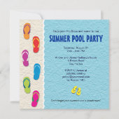 Flip Flop Pool Party Invitation Kaart (Voorkant)