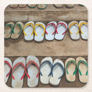 Flip Flop Sandalen Vierkante Kartonnen Onderzetter