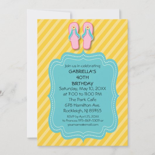 Flip Flops Anniversaire Fête Invitation (Devant)
