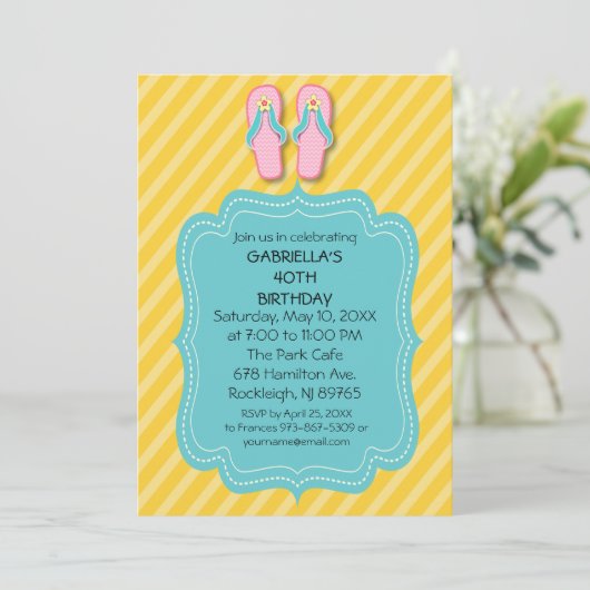 Flip Flops Anniversaire Fête Invitation (Debout devant)