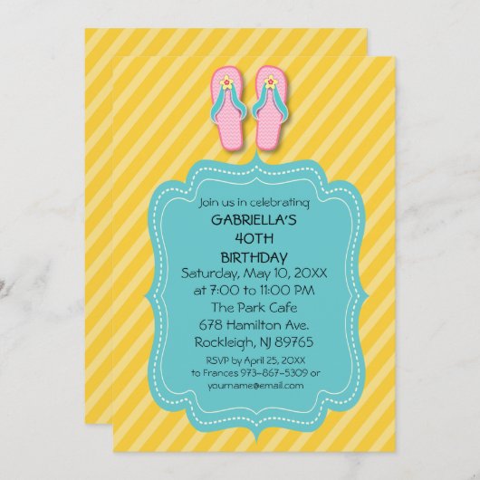 Flip Flops Anniversaire Fête Invitation (Devant / Derrière)