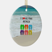 Flip-Flops Beach Love, kleurrijk ontwerp, Keramisch Ornament (Rechts)