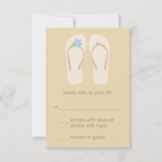 Flip Flops Beach Wedding Cartes RSVP - Bleu (Devant)