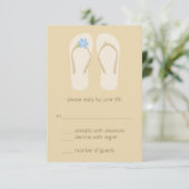 Flip Flops Beach Wedding Cartes RSVP - Bleu (Debout devant)