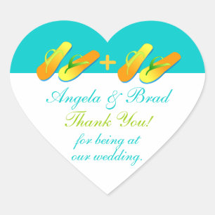 Flip Flops Beach Wedding Favor Stickers Merci