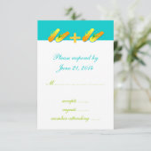 Flip Flops Destination Wedding Cartes RSVP Bleu (Debout devant)