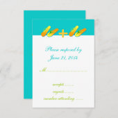 Flip Flops Destination Wedding Cartes RSVP Bleu (Devant / Derrière)