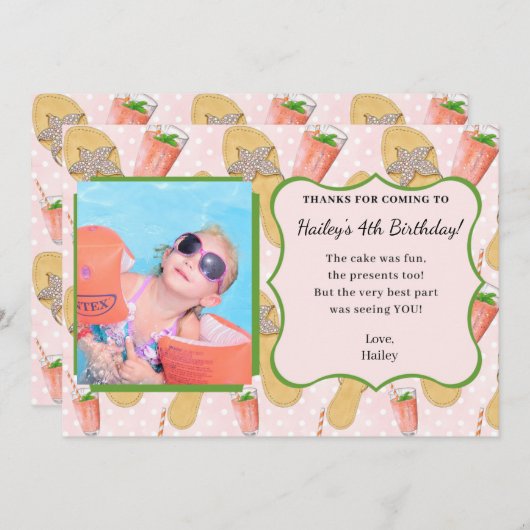 Flip Flops en Lemonade Foto Bedankkaart (Voorkant / Achterkant)