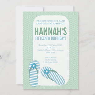 Flip Flops Fête Filles Anniversaire Invitation