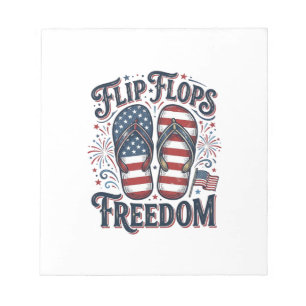 Flip Flops Freedom Patriottische Zomer T-Shirt Ont Notitieblok