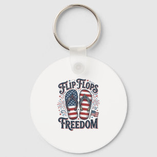 Flip Flops Freedom Patriottische Zomer T-Shirt Ont Sleutelhanger