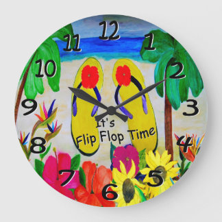 Flip flops île heure horloge murale.