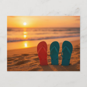 Flip Flops in het ZandAnsichtkaart Briefkaart