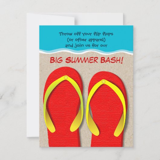 Flip Flops On the Beach Summer Party Invitation (Devant)