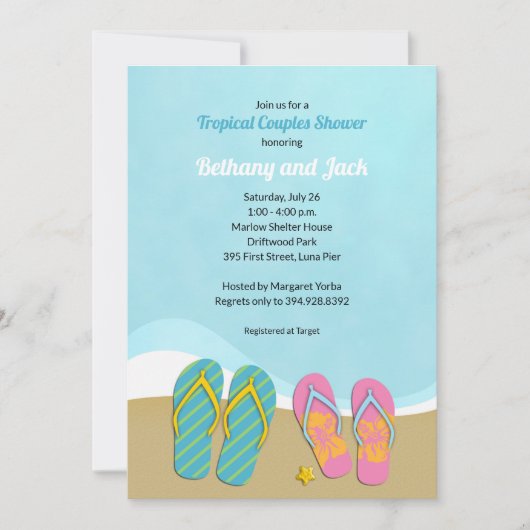 Flip Flops Tropical Bridal Show Invitation (Devant)