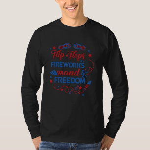 Flip Flops Vuurwerk En Vrijheid 4 juli Amerikaans T-shirt