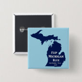 Flip Michigan Blue voor 2024 Vierkante Button 5,1 Cm (Voorkant /achterkant)