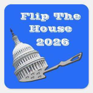 Flip The House Stem Blauw 2026 Vierkante Sticker