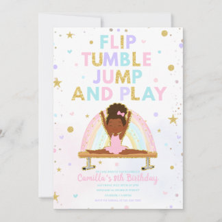 Flip Tumble Spring en Speel Verjaardagsuitnodiging Kaart