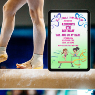 Flip, Tumble, Spring, Speel Gymnastiek Verjaardag Kaart