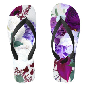 Flipflop Sandalen Lavendel Hibiscus op Wit Teenslippers