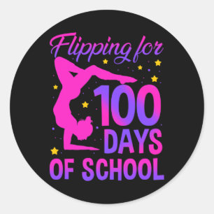 Flippen voor 100 dagen van school gymnast ronde sticker
