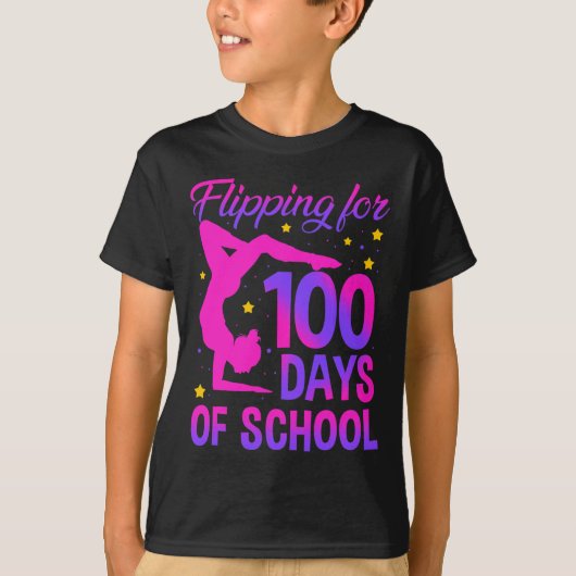 Flippen voor 100 dagen van school gymnast t-shirt (Voorkant)