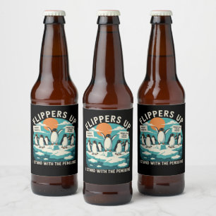 Flippers Omhoog Ik Sta Bij Pinguïns Grappig Verzet Bier Etiket