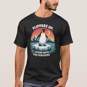 Flippers omhoog Ik sta met de pinguïns T-shirt