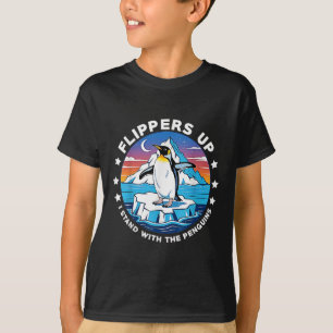 Flippers omhoog Ik sta met de pinguïns T-shirt