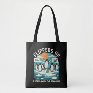 Flippers Omhoog Ik Sta Met Pinguïns Grappig Verzet Draagtas