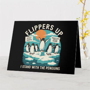 Flippers Omhoog Ik Sta Met Pinguïns Grappig Verzet Kaart