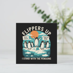 Flippers Omhoog Ik Sta Met Pinguïns Grappig Verzet Kaart