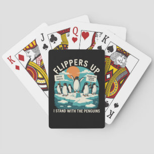 Flippers Omhoog Ik Sta Met Pinguïns Grappig Verzet Pokerkaarten
