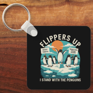 Flippers Omhoog Ik Sta Met Pinguïns Grappig Verzet Sleutelhanger
