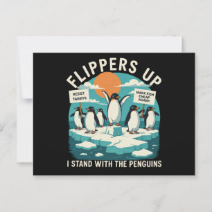 Flippers Omhoog Ik Sta Met Pinguïns Grappig Weerst Briefkaart