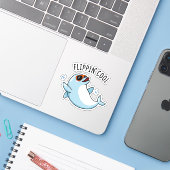 Flippin Cool Funny Dolphin Pun Sticker (Laptop met iPhone)