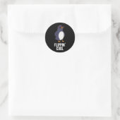 Flippin Cool Funny Penguin Pun Dark BG Ronde Sticker (Tas)