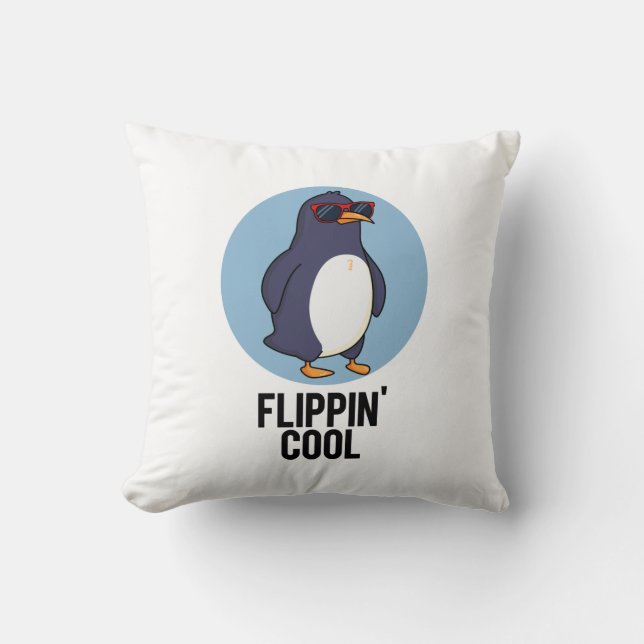 Flippin Cool Funny Penguin Pun Kussen (Voorkant)